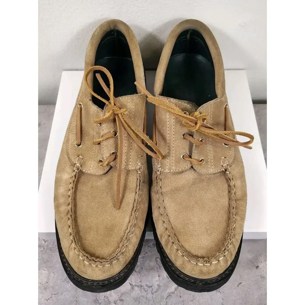 VINNY’s Aztec Boat Shoes Men's 13 Beige Suede Vibram Loafers Made In Portugal